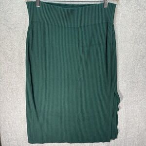 Express Women's Green Ribbed Midi Sweater Skirt Size XL Stretchy